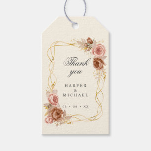 Étiquettes-cadeau champagne brun rose roux rose mariage merci