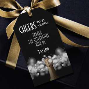 Étiquettes-cadeau Champagne sur Black Party Favoriser