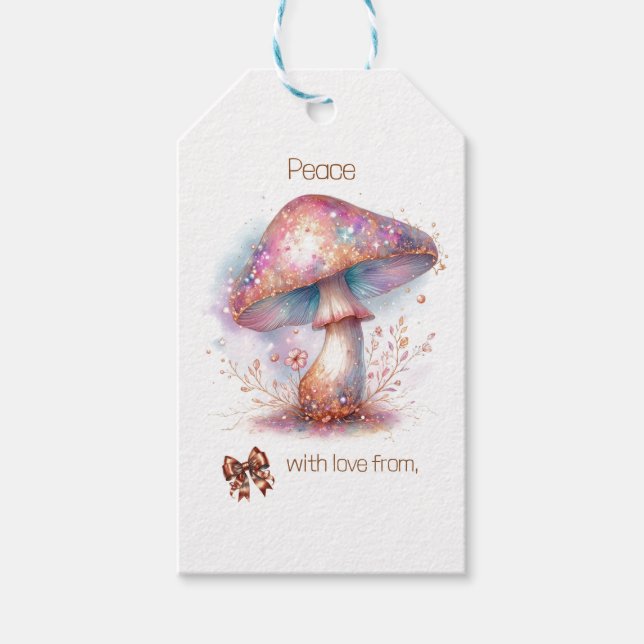 Étiquettes-cadeau Champignon de jardin enchanté Iridescente (Devant)