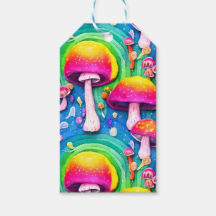 Étiquettes-cadeau Champignons mignons colorés Motif sans joint