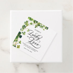 Étiquettes Cadeau Chanceux en amour Baby Shower au Trèfle Vert