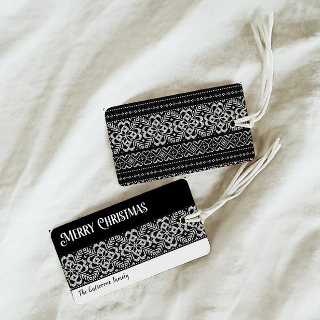Étiquettes-cadeau Chandail scandinave Noir & Blanc Cosy Noël (Créateur téléchargé)