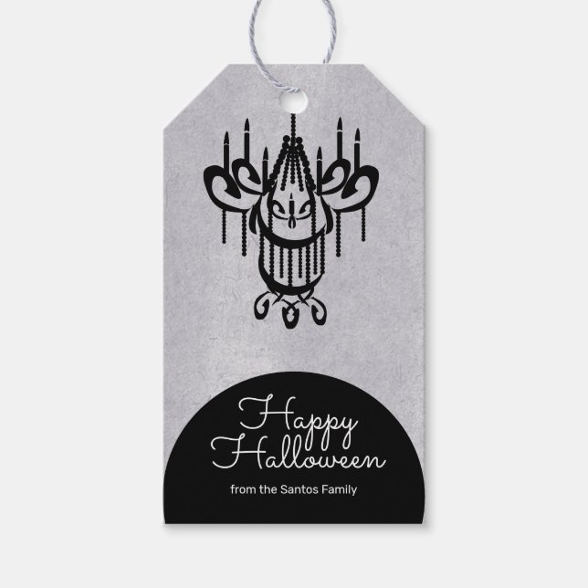 Étiquettes-cadeau Chandelier d'Halloween Tombstone (Devant)