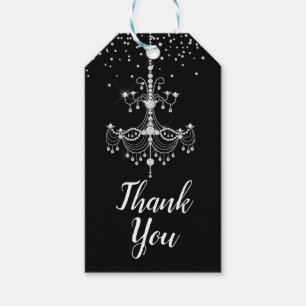 Étiquettes-cadeau Chandelier Parties scintillant Diamant Argent Doux