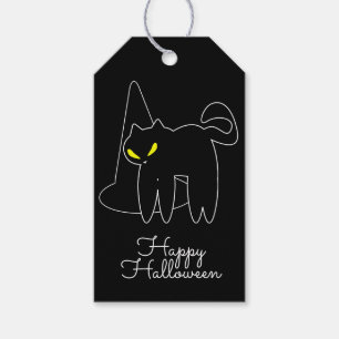 Étiquettes-cadeau Chapeau de chat noir Halloween Tour ou friandise