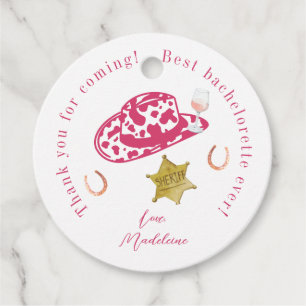 Étiquettes Cadeau Chapeau de Cowgirl Personnalisé Rose pour Enterrem