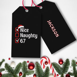 Étiquettes-cadeau Chapeau de Père Noël drôle personnalisé 67 Nice Na