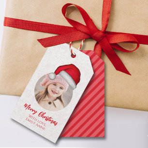 Étiquettes-cadeau Chapeau simple et fantaisiste de Noël avec le Père