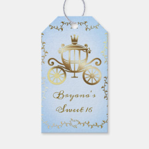 Étiquettes-cadeau Chariot Doré Élégant Livre Bleu Histoire Royale