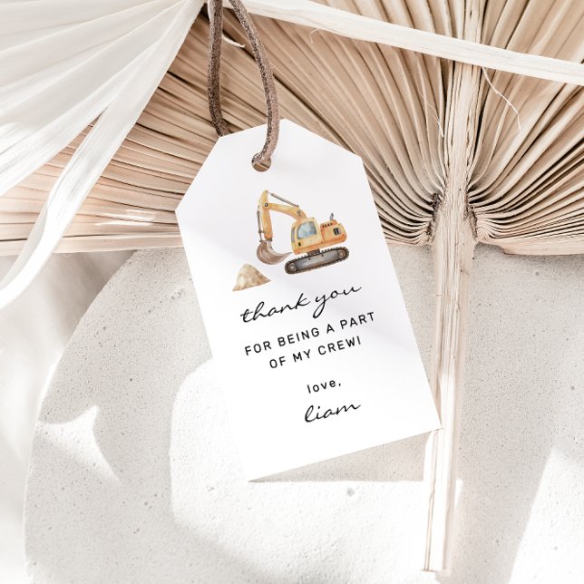 Étiquettes-cadeau Chariots de construction Anniversaire Favoriser Ta (Créateur téléchargé)