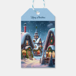 Étiquettes-cadeau Charmant village de Noël enneigé sur mesure