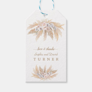 Étiquettes-cadeau Charme Blanc Orchidée Blus Roses Pampas Mariage en