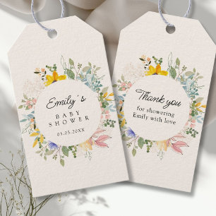 Étiquettes-cadeau Charme de jardin de fleurs sauvages   Baby Shower 