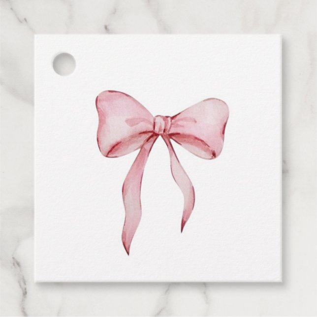 Étiquettes Cadeau Charme du ruban rose (Devant)