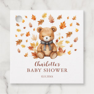 Étiquettes Cadeau Charming Baby shower d'ours en peluche d'automne