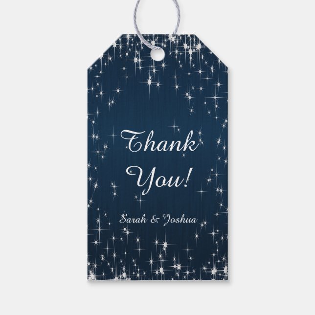 Étiquettes-cadeau Charming Star Struck Mariage | bleu marine (Devant)