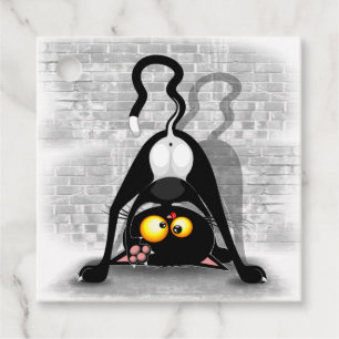Étiquettes Cadeau Chat à l'envers Personnage de dessin animé drôle