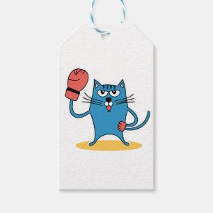 Étiquettes-cadeau Chat avec gants de boxe