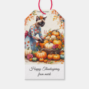 Étiquettes-cadeau Chat d'automne est en train d'arranger "Bénédictio