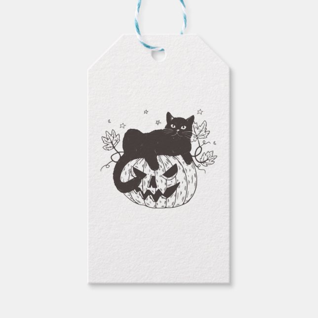 Étiquettes-cadeau Chat d'Halloween (Devant)
