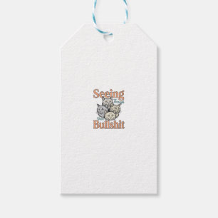 Étiquettes-cadeau Chat Drôle Voyant À Travers Votre Dessin Vintage