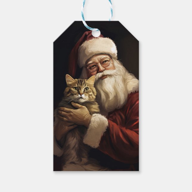 Étiquettes-cadeau Chat du Bengale avec Noël du Père Noël (Devant)