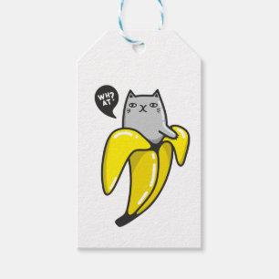 Étiquettes-cadeau Chat en banane