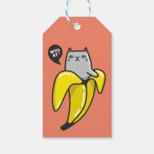 Étiquettes-cadeau Chat en banane