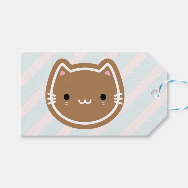 Étiquettes-cadeau Chat en pain d'épices de Noël (Devant (Horizontal))