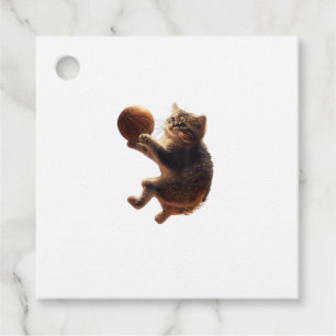 Étiquettes Cadeau Chat Jouer Basketball Drôle Chats Maman Meow Kitty