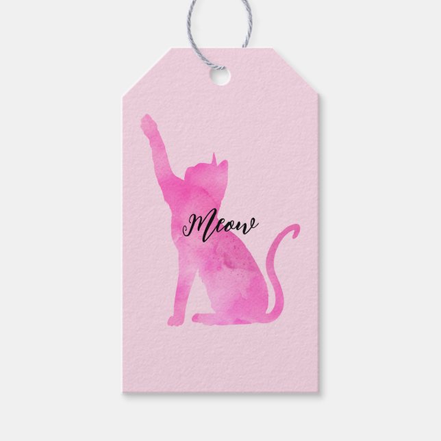 Étiquettes-cadeau Chat Kitty Meow Rose (Devant)