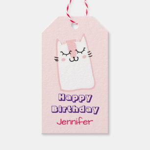 Étiquettes-cadeau Chat Kitty Sleeping Rose Anniversaire