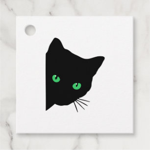 Étiquettes Cadeau chat noir aux yeux verts
