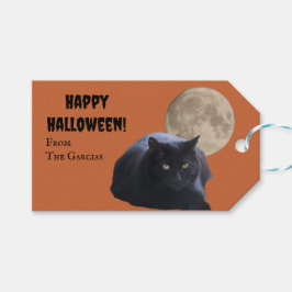 Étiquettes-cadeau Chat noir Pleine lune Halloween