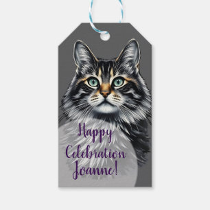 Étiquettes-cadeau Chat oeil vert