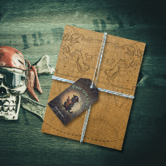 Étiquettes-cadeau Chat pirate curieux déchiffre les mystères anciens