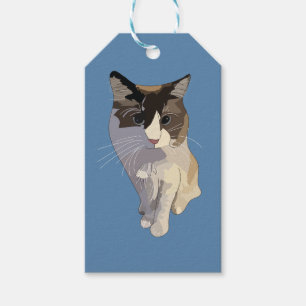 Étiquettes-cadeau Chat Ragdoll, Bleu Poussiéreux
