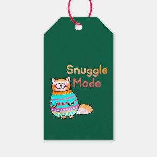 Étiquettes-cadeau Chat roux câlin en mode câlin