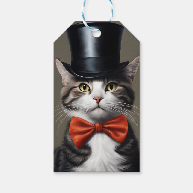 Étiquettes-cadeau Chat victorien (Devant)