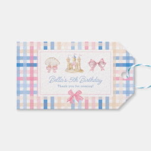 Étiquettes-cadeau Chateau de coquillages de Preppy Pastel En vichy