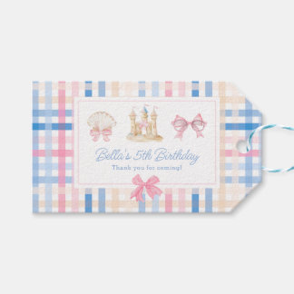 Étiquettes-cadeau Chateau de coquillages de Preppy Pastel En vichy