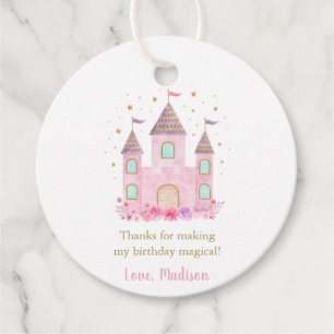 Étiquettes Cadeau Château de Princesse Pink Or moderne Anniversaire