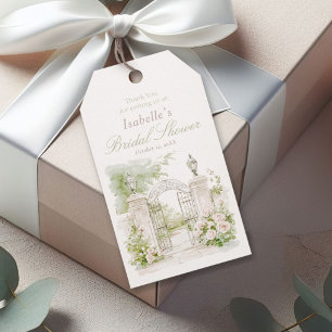 Étiquettes-cadeau Château français élégant Jardin de mariage pastel 