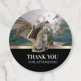 Étiquettes Cadeau Château médiéval de Dragon de Bronze Anniversaire 