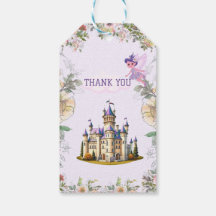 Château violet Fairytale thème merci étiquettes.