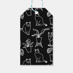 Étiquettes-cadeau Chats blancs en noir