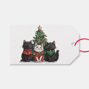 Étiquettes-cadeau Chats de Noël mignons