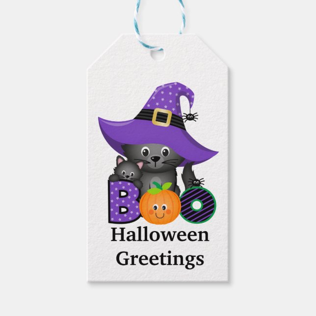 Étiquettes-cadeau Chats d'Halloween (Devant)