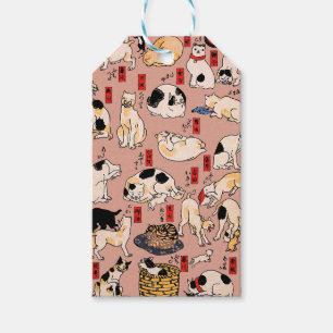 Étiquettes-cadeau chats japonais Ukiyo-e Funny kitty