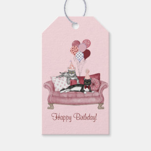 Étiquettes-cadeau Chats Lounge Anniversaire
